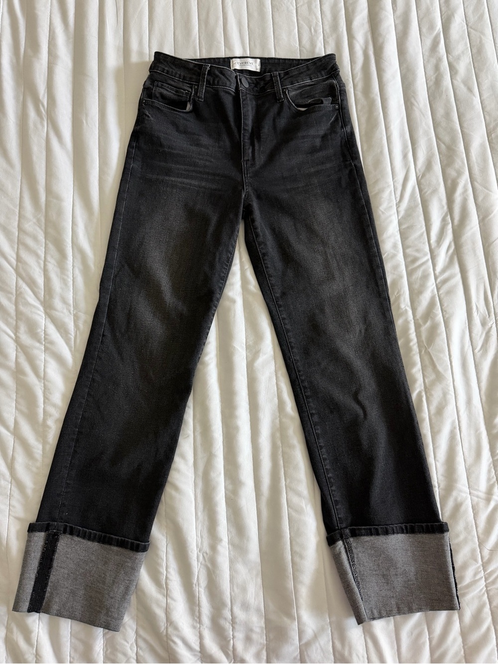 Evereve black/Gray High-Rise Straight Jeans